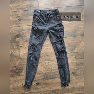 Distressed Black Women Jeans